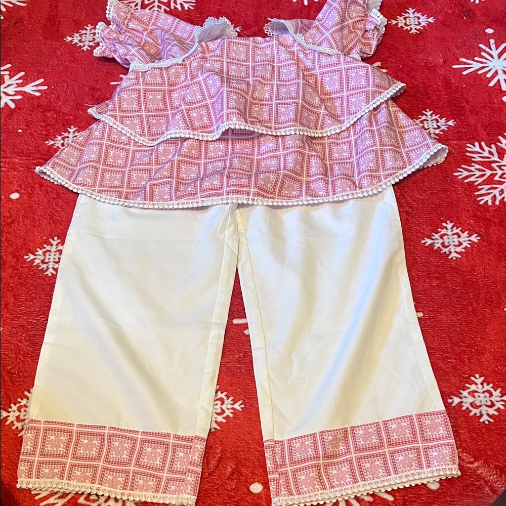 Adorable Pink and White Kids Pajama Set